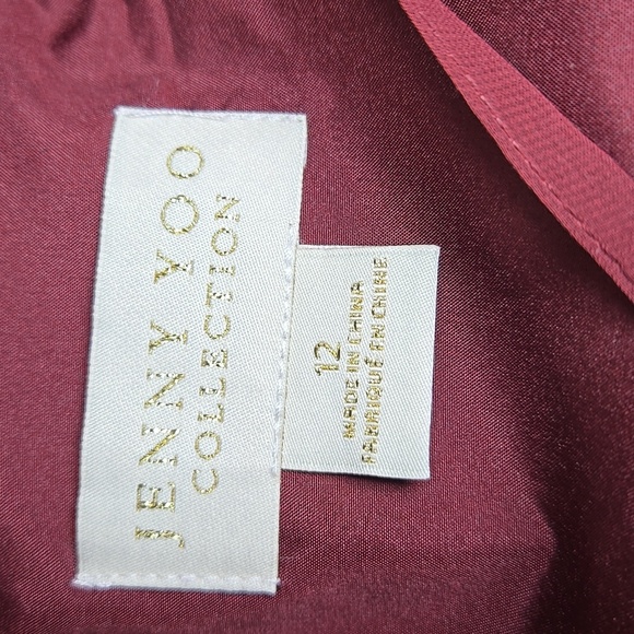 Jenny Yoo Charlie Tiered Ruffle Chiffon High-Neck Maxi Bridesmaid Gown In Merlot - Picture 11 of 13